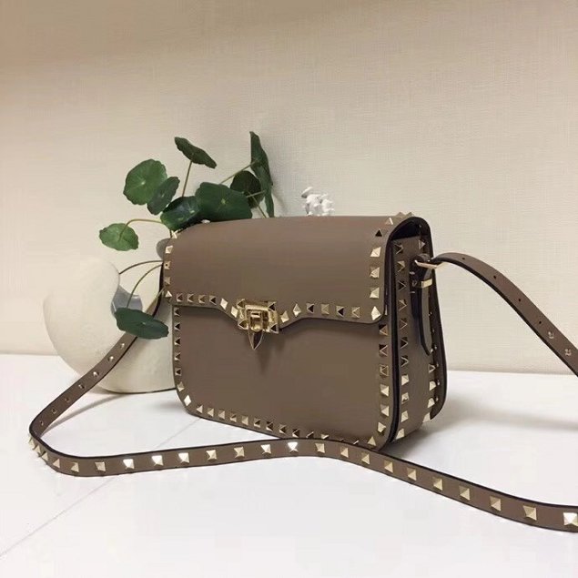 Valentino original calfskin rockstud shoulder bag 0125 grey