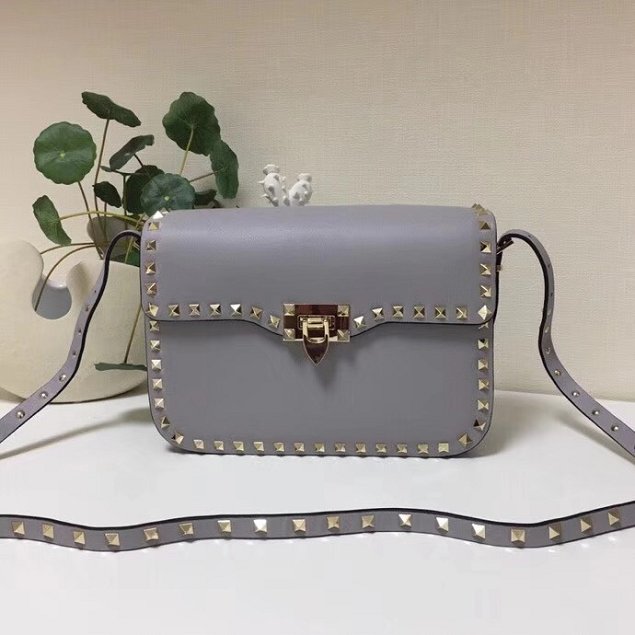 Valentino original calfskin rockstud shoulder bag 0125 grey