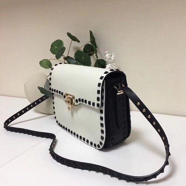 Valentino original calfskin rockstud shoulder bag 0125 white 