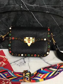 Valentino original calfskin multi-rockstud mini shoulder bag 0124 black