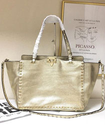 Valentino original calfskin rockstud large tote bag 0970 gold