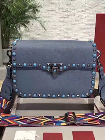 Valentino original grained calfskin rockstud shoulder bag 0125 light blue