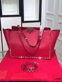 Valentino original smooth calfskin rockstud large tote bag 0970 red