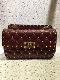 Valentino original lambskin rockstud small chain bag 0123 burgundy