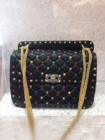 Valentino original lambskin multi-rockstud medium chain bag 0122 black