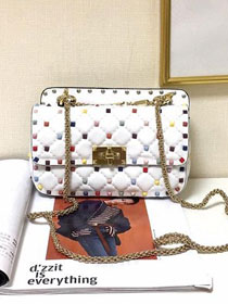 Valentino original lambskin multi-rockstud small chain bag 0123 white