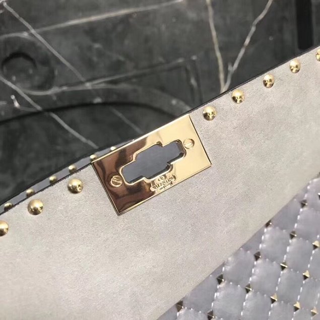 Valentino original lambskin rockstud large chain bag 0121 grey