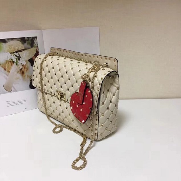 Valentino original lambskin rockstud large chain bag 0121 white