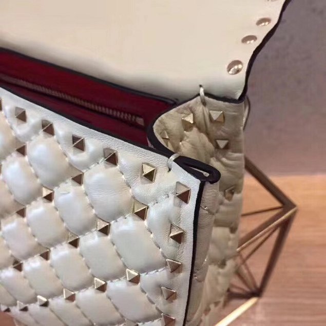 Valentino original lambskin rockstud medium chain bag 0122 white