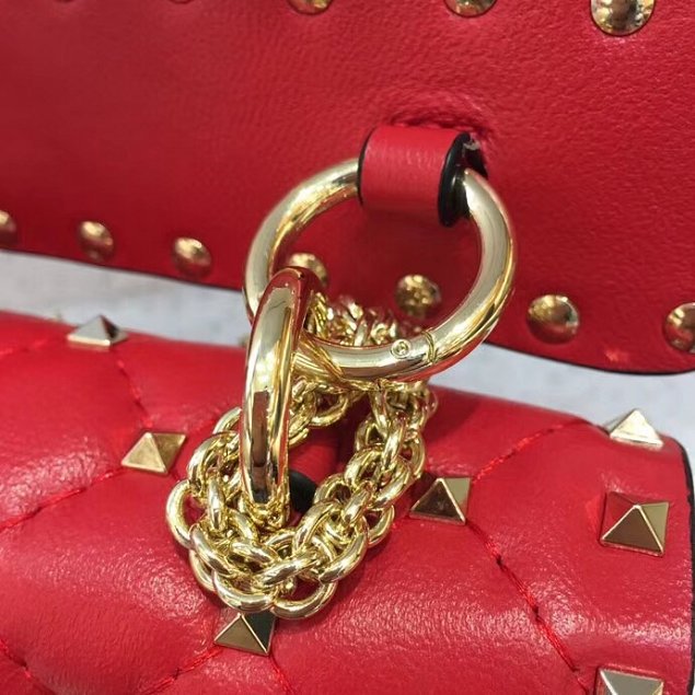 Valentino original lambskin rockstud small chain bag 0123 red