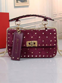 Valentino original suede rockstud small chain bag 0123 purple