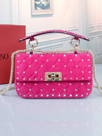 Valentino original suede rockstud small chain bag 0123 rose red