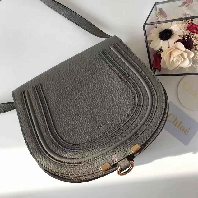 Chloe original calfskin marcie crossbody saddle bag 2000 grey