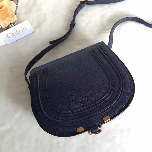 Chloe original calfskin marcie crossbody saddle bag 2000 navy blue