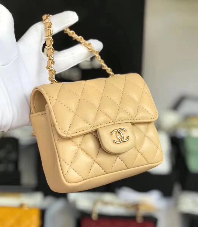 2019 CC original lambskin mini flap bag A35200 apricot