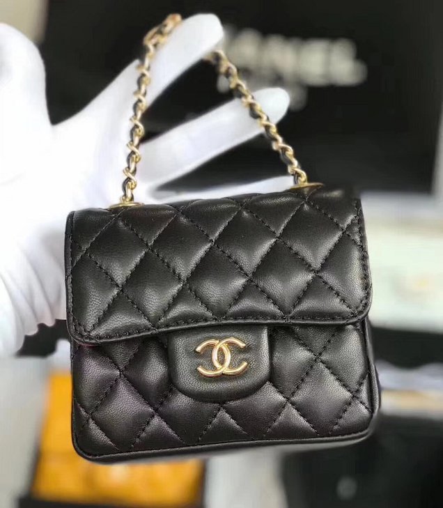 2019 CC original lambskin mini flap bag A35200 black