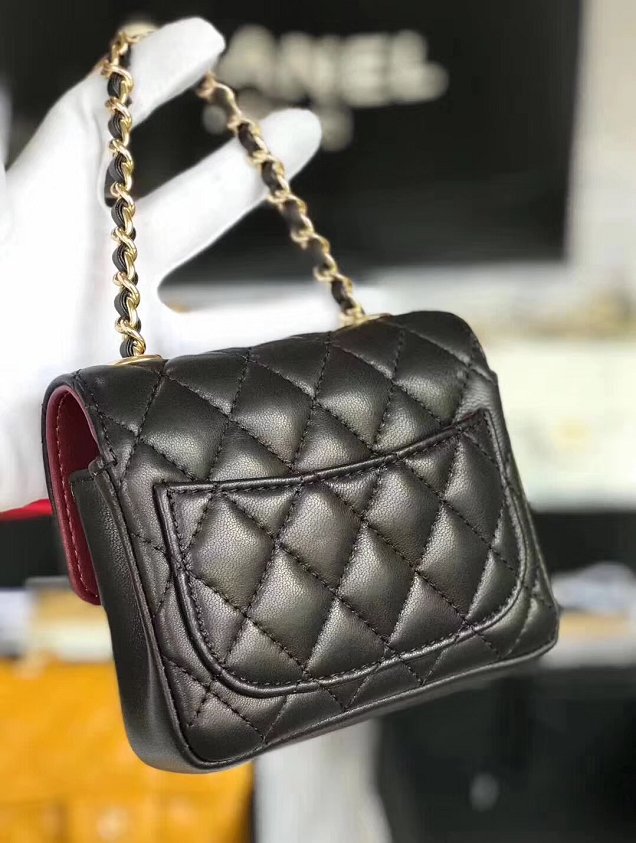 2019 CC original lambskin mini flap bag A35200 black