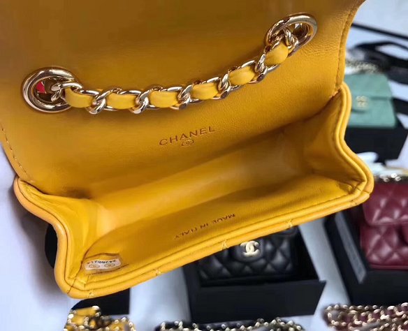 2019 CC original lambskin mini flap bag A35200 yellow