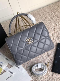 CC original lambskin top handle flap bag A92236 grey