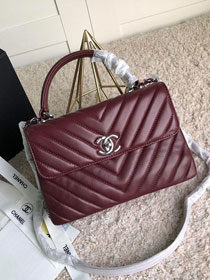 CC original lambskin top handle flap bag A92236-2 bordeaux