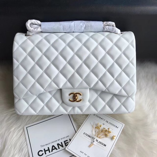 CC original lambskin maxi double flap bag A58601 white