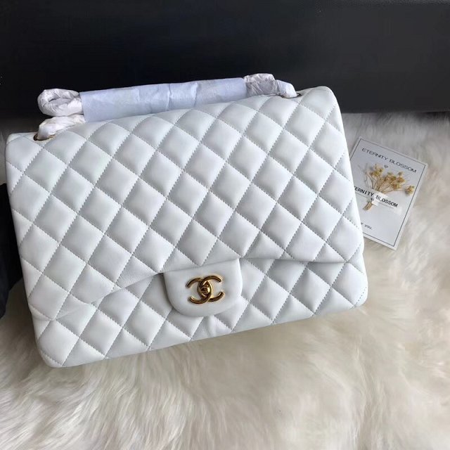 CC original lambskin maxi double flap bag A58601 white