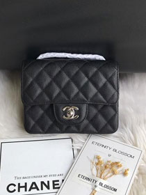 CC original grained calfskin super mini flap bag A35200 black