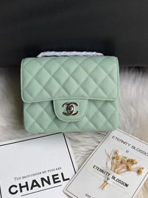 CC original grained calfskin super mini flap bag A35200 light green