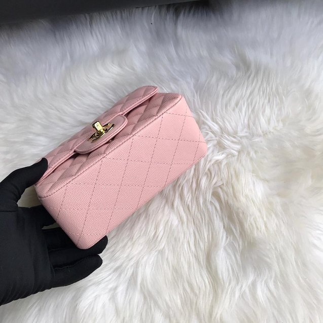 CC original grained calfskin super mini flap bag A35200 pink