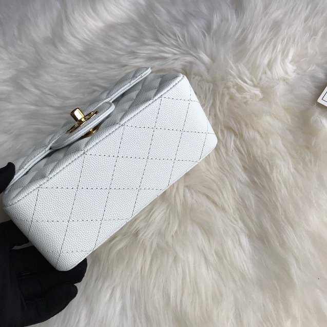 CC original grained calfskin super mini flap bag A35200 white