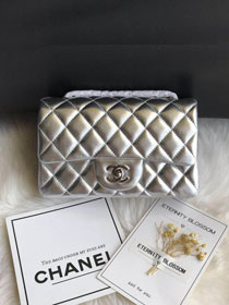 CC original lambskin leather mini flap bag A69900 silver