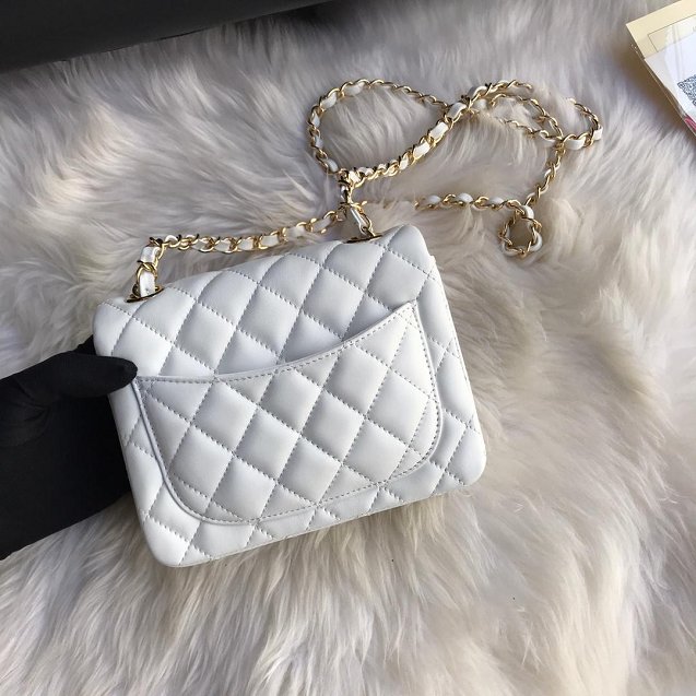 CC original lambskin super mini flap bag A35200 white