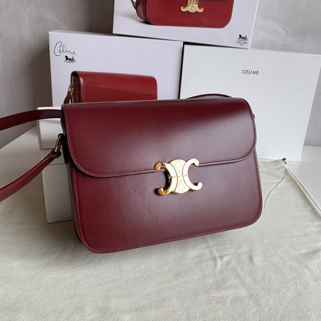 2019 Celine original calfskin large triomphe bag 187353 bordeaux