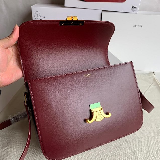 2019 Celine original calfskin large triomphe bag 187353 bordeaux