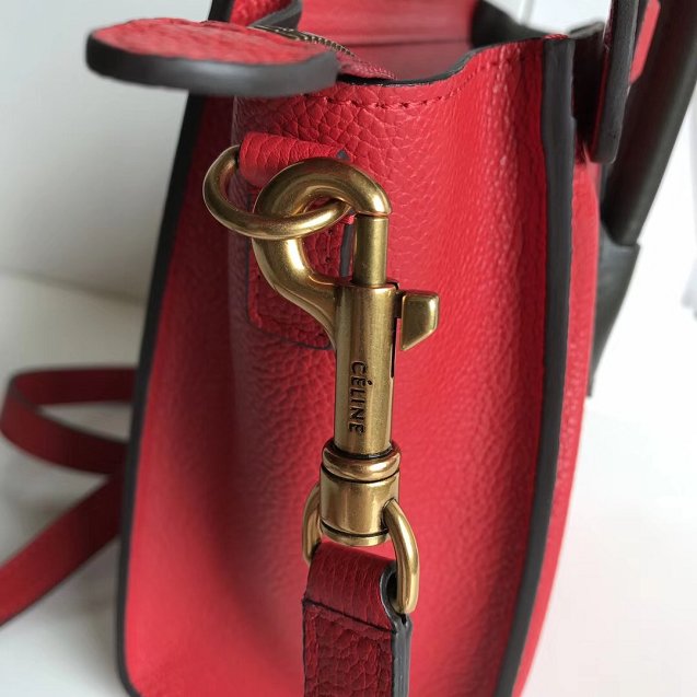 Celine original calfskin nano luggage bag 189243 red&black