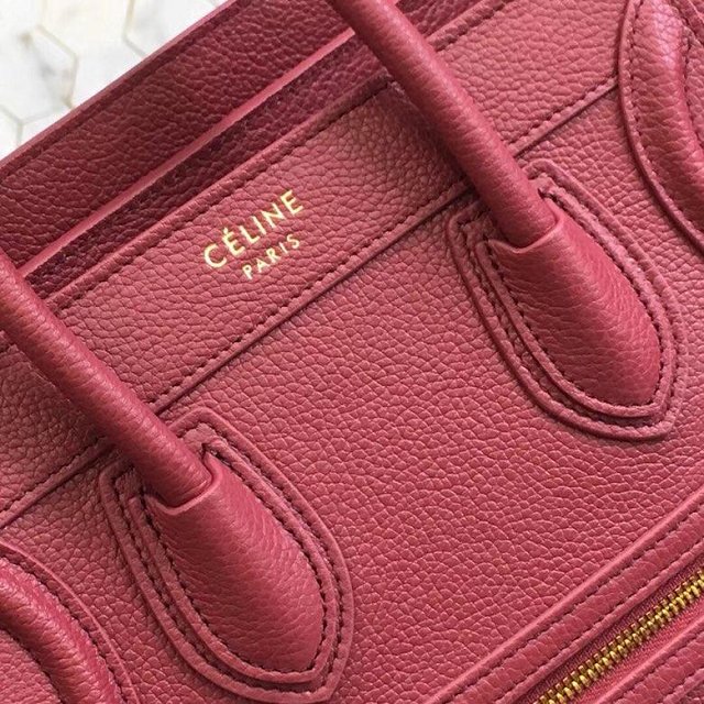 Celine original grained calfskin nano luggage bag 189243 bordeaux