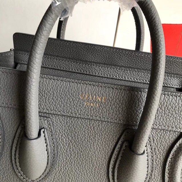 Celine original grained calfskin nano luggage bag 189243 dark grey