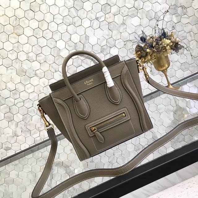 Celine original grained calfskin nano luggage bag 189243 grey