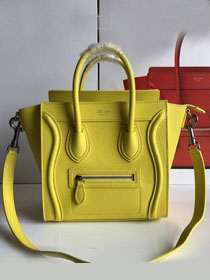 Celine original grained calfskin nano luggage bag 189243 lemon yellow