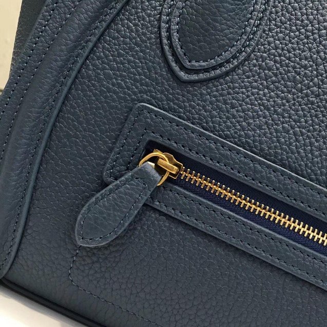 Celine original grained calfskin nano luggage bag 189243 navy blue