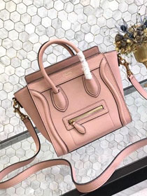 Celine original grained calfskin nano luggage bag 189243 pink