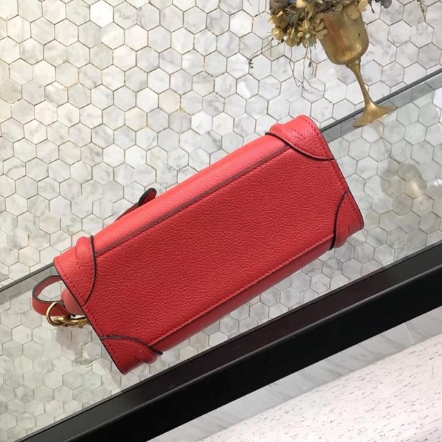 Celine original grained calfskin nano luggage bag 189243 red