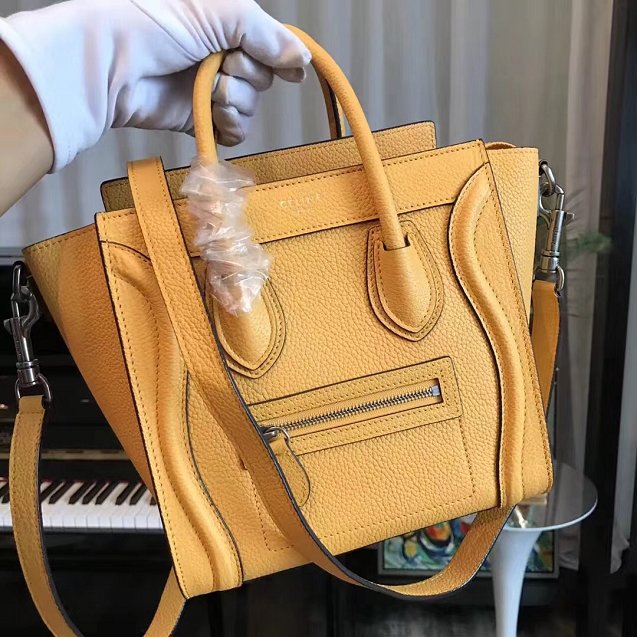 Celine original grained calfskin nano luggage bag 189243 yellow