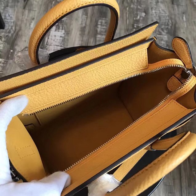 Celine original grained calfskin nano luggage bag 189243 yellow