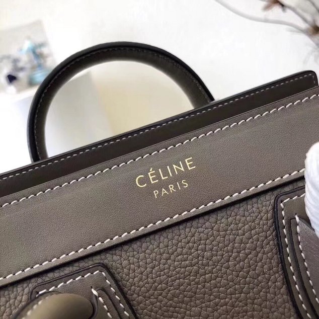 Celine original grained&smooth calfskin nano luggage bag 189243 dark grey