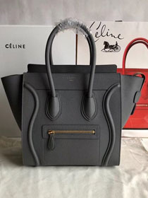 Celine original grained calfskin micro luggage handbag 189793 dark grey