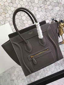 Celine original grained calfskin micro luggage handbag 189793 dark grey