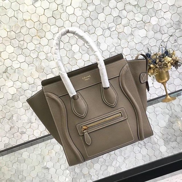 Celine original grained calfskin micro luggage handbag 189793 grey