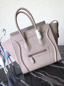 Celine original grained calfskin micro luggage handbag 189793 light grey