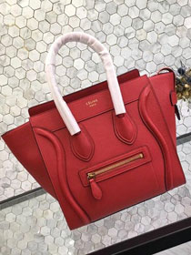 Celine original grained calfskin micro luggage handbag 189793 red